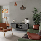 TEMPORARY SEQUENCE 2-Door TV Stand in Black Finish