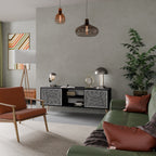 TEMPORARY SEQUENCE 2-Door TV Stand in Black Finish