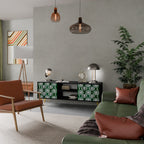 GREEN EYES 2-Door TV Stand in Black Finish