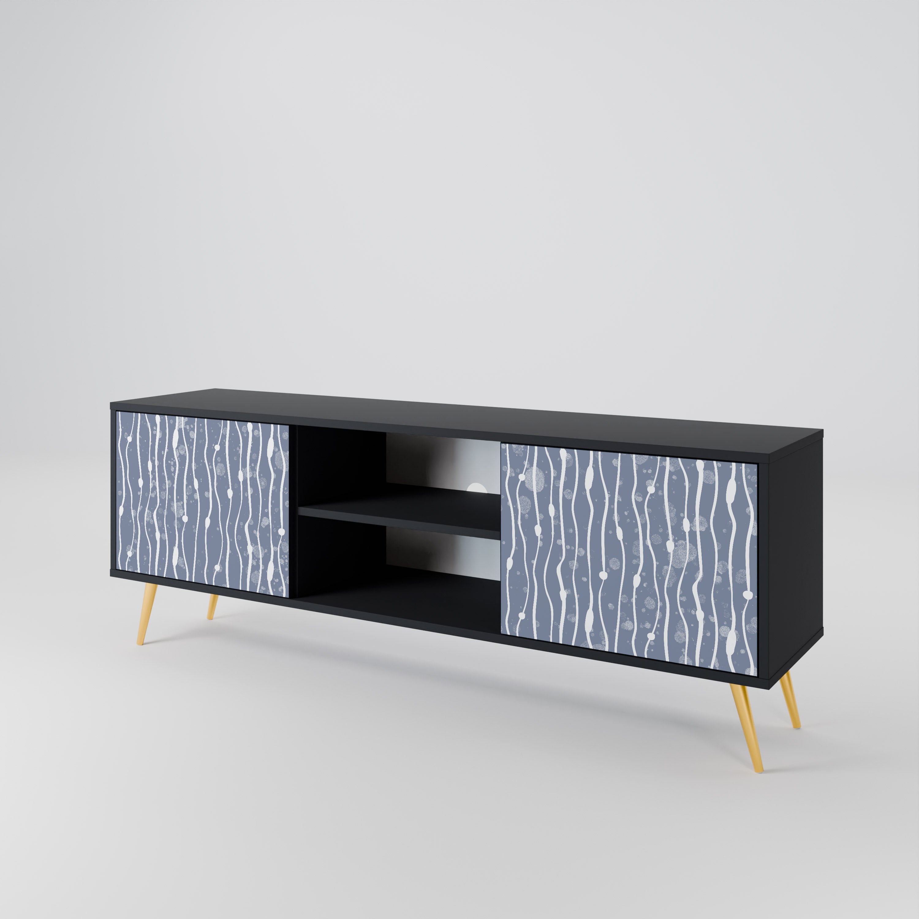 GRAPHITE RAIN 2-dörrars TV-bänk i svart finish