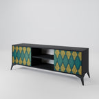 POLYGONS 2-Door TV Stand in Black Finish