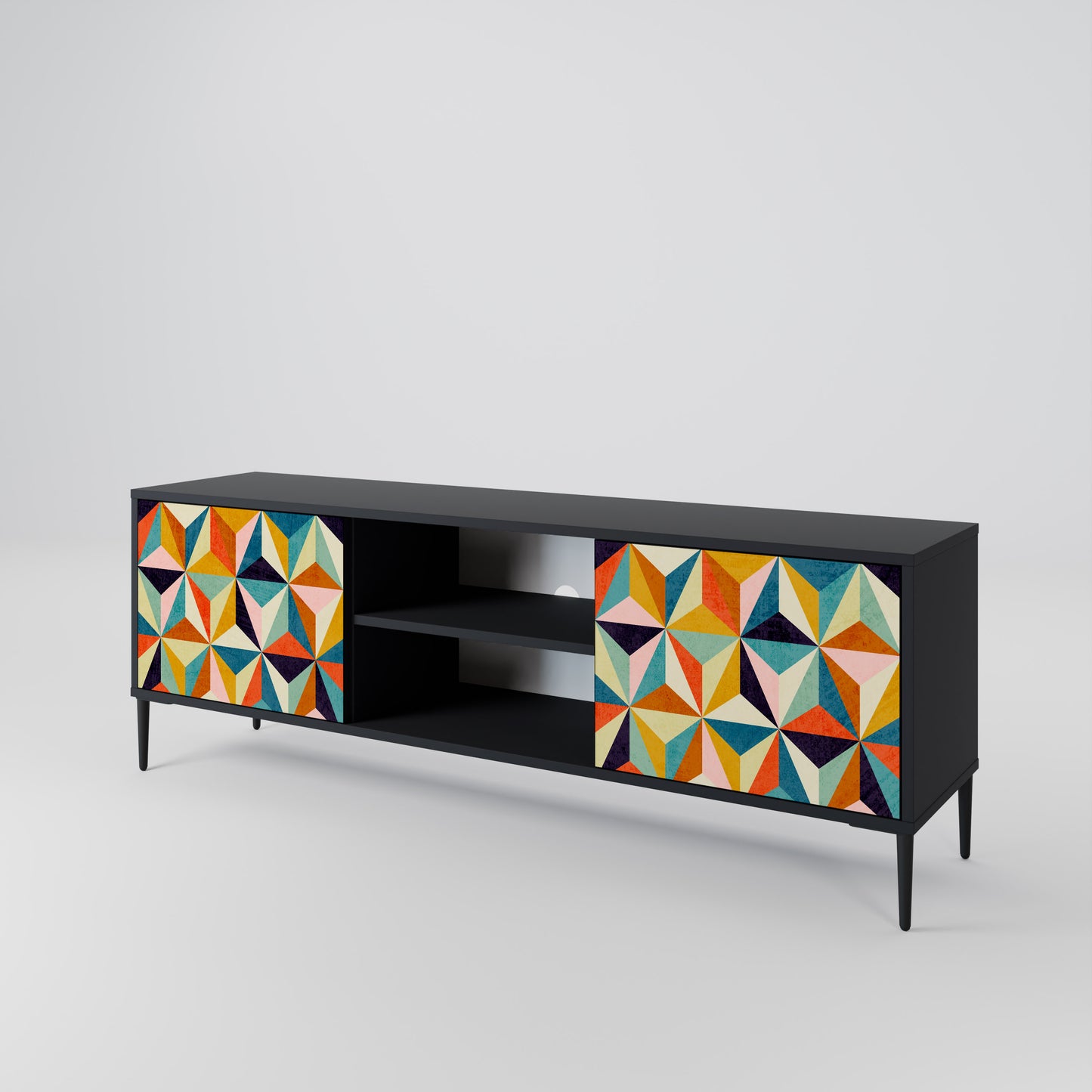 TESSELATE TREASURES 2-dörrars TV-bänk i svart finish
