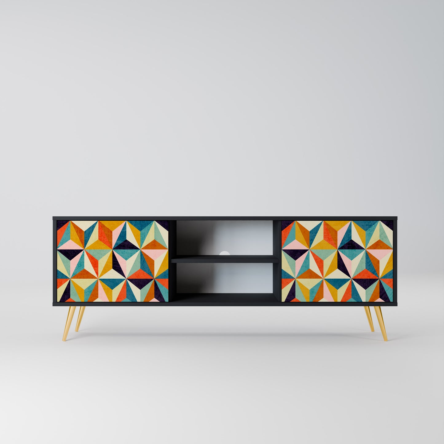 TESSELATE TREASURES 2-dörrars TV-bänk i svart finish