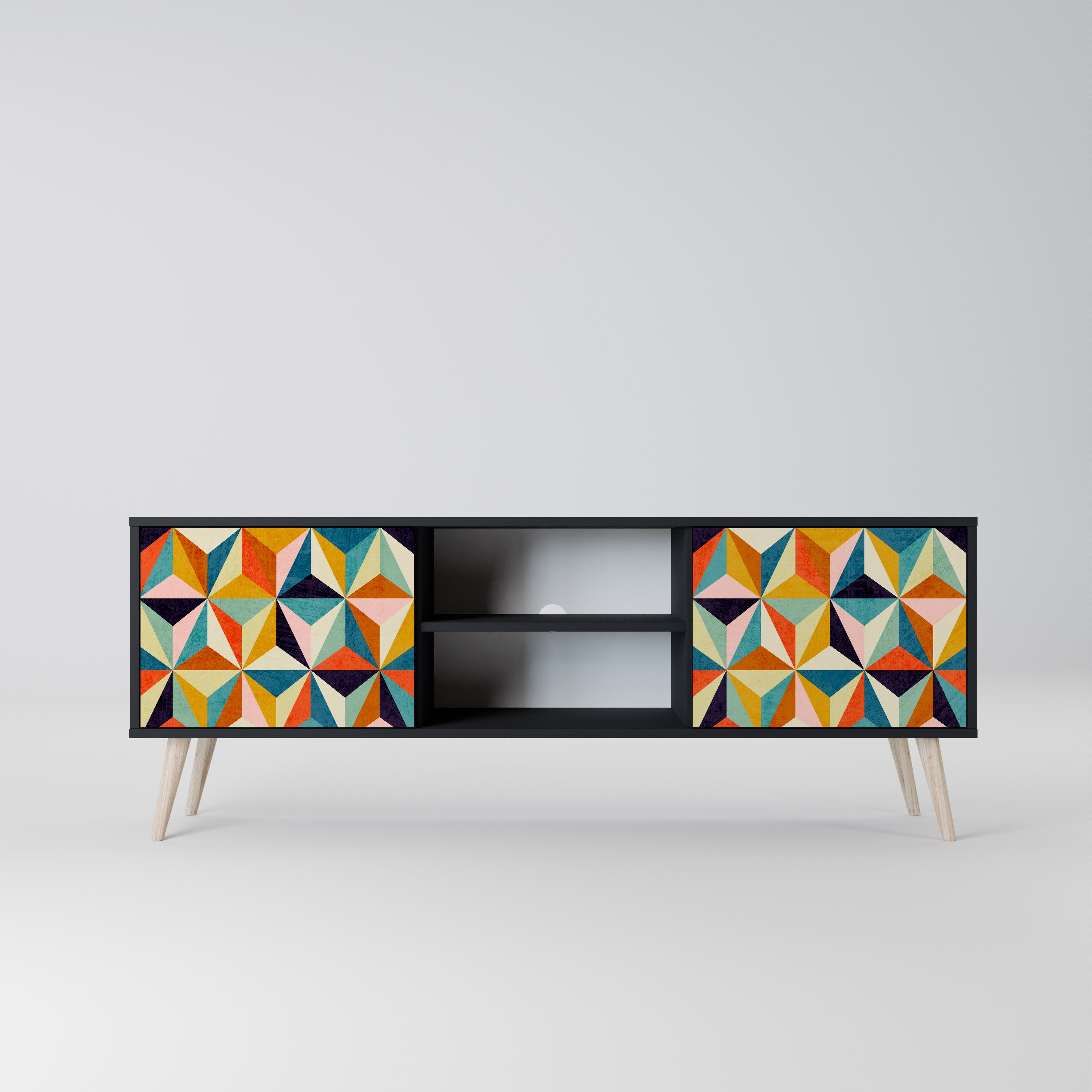 TESSELATE TREASURES 2-dörrars TV-bänk i svart finish