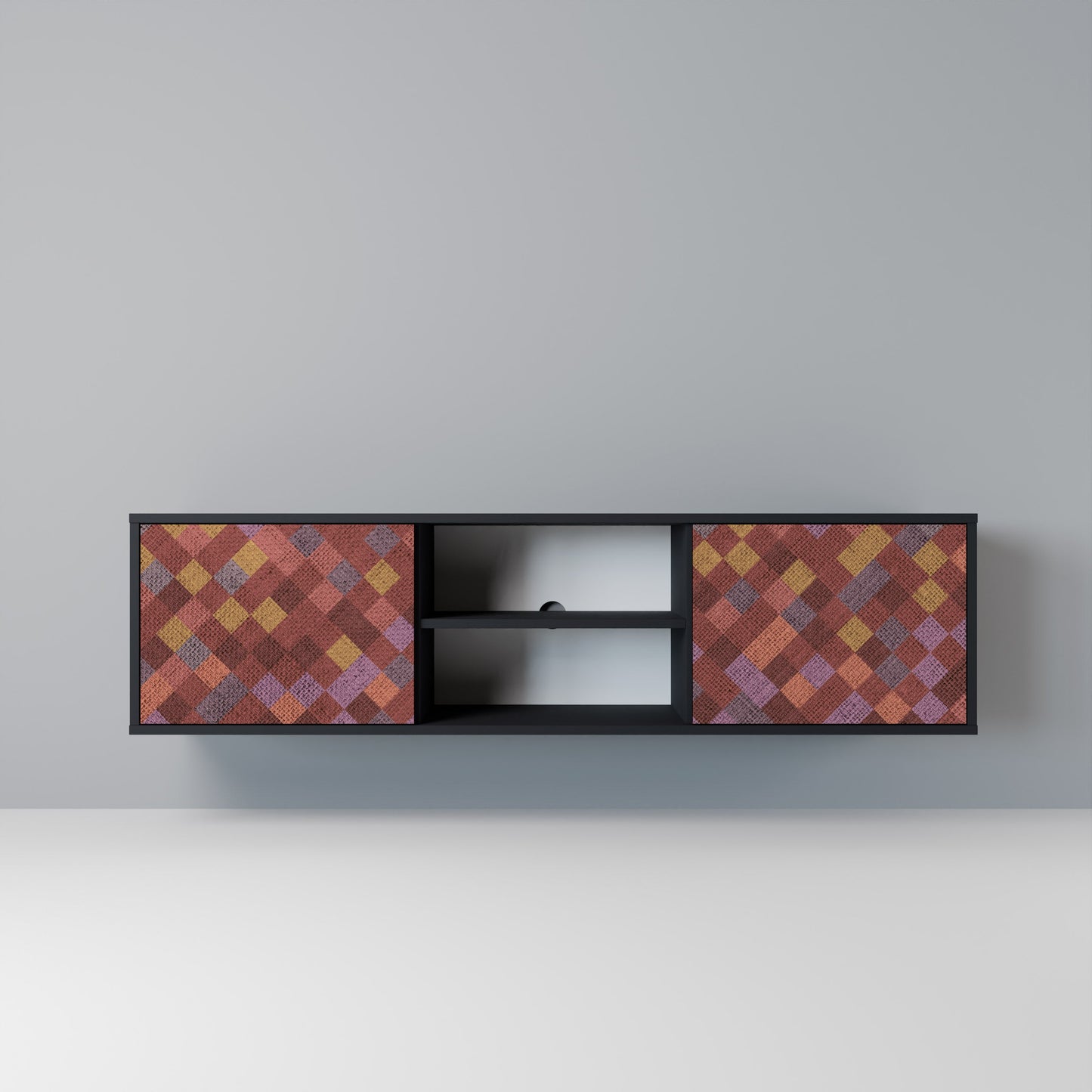 PAINTED SQUARES 2-dörrars TV-bänk i svart finish