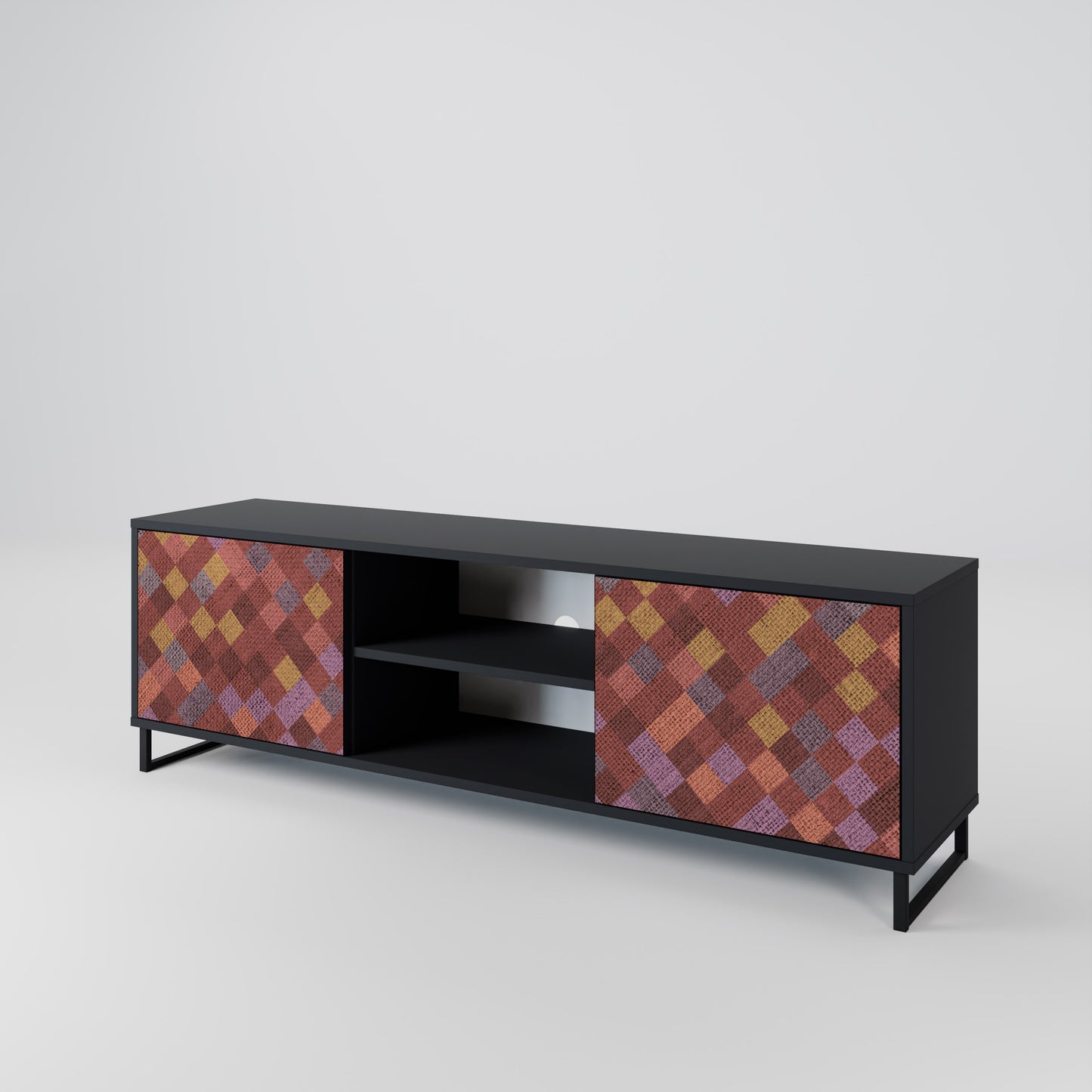 PAINTED SQUARES 2-dörrars TV-bänk i svart finish