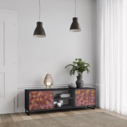 PAINTED SQUARES 2-dörrars TV-bänk i svart finish