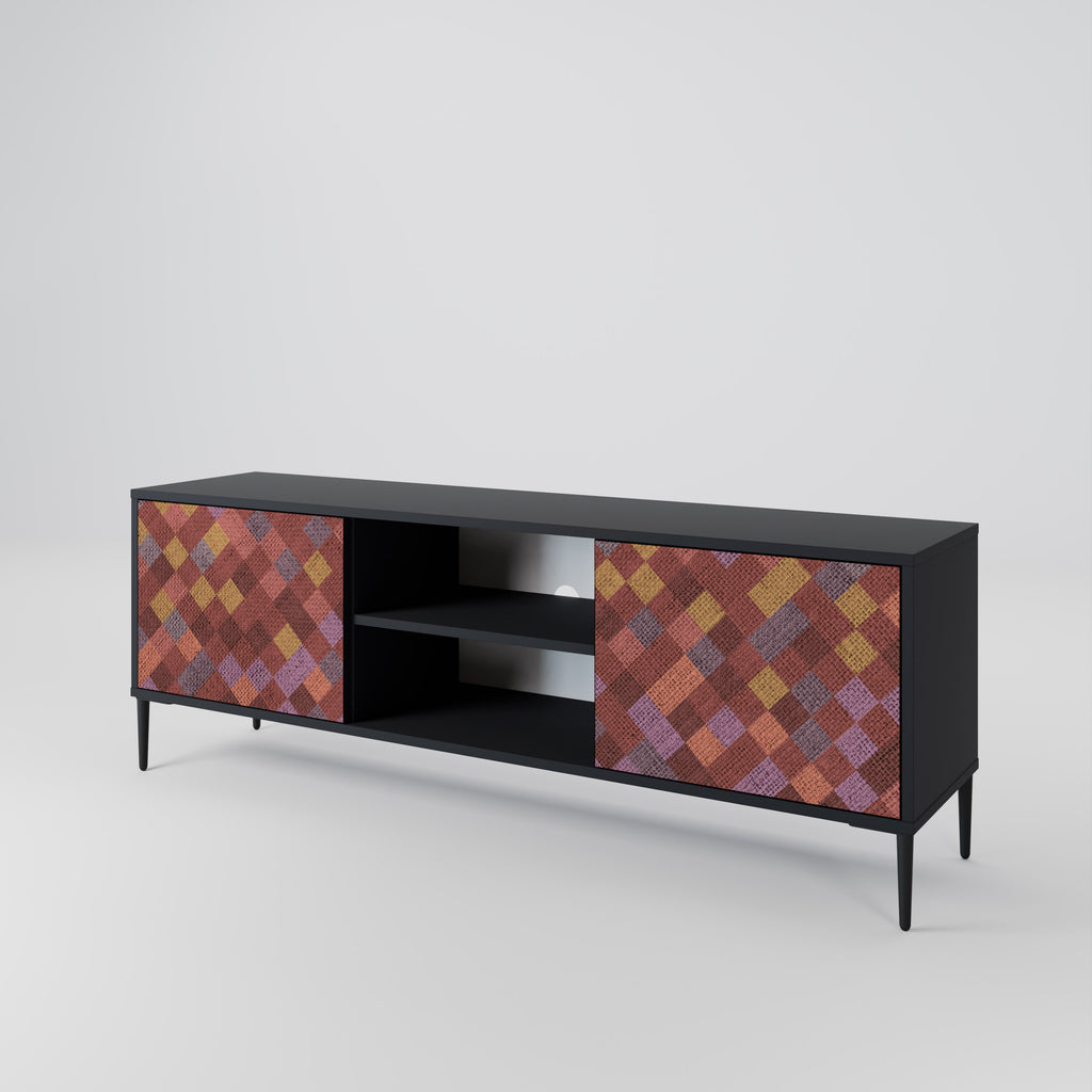 PAINTED SQUARES 2-dörrars TV-bänk i svart finish
