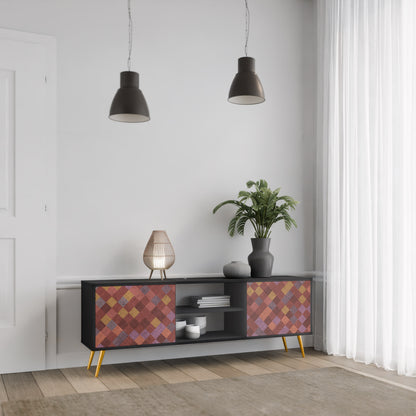 PAINTED SQUARES 2-dörrars TV-bänk i svart finish
