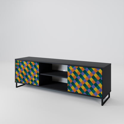 PAINTED SQUARES MIX 2-dörrars TV-bänk i svart finish
