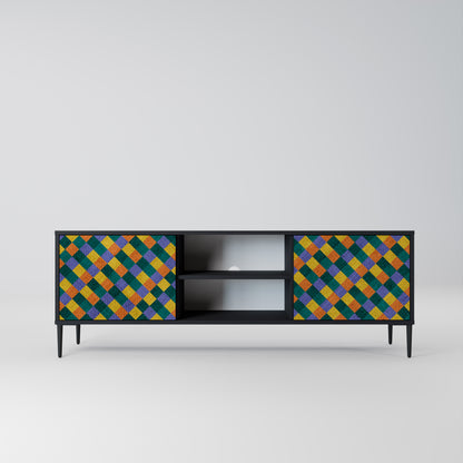 PAINTED SQUARES MIX 2-dörrars TV-bänk i svart finish