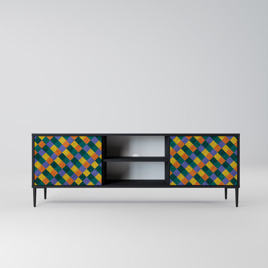 PAINTED SQUARES MIX 2-dörrars TV-bänk i svart finish
