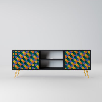 PAINTED SQUARES MIX 2-dörrars TV-bänk i svart finish