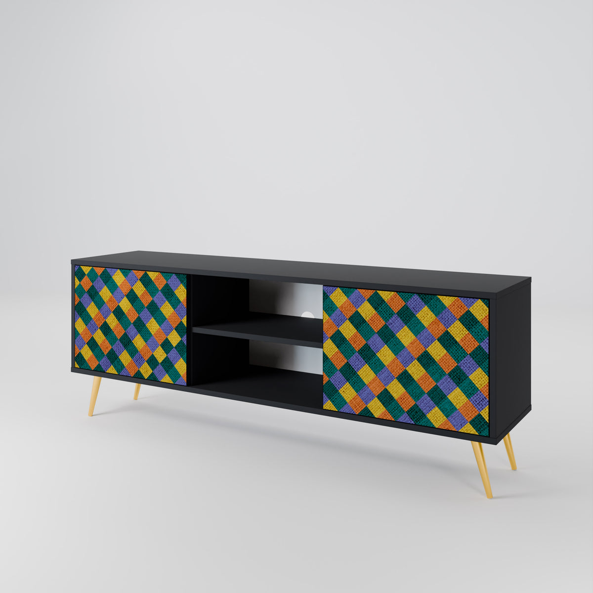PAINTED SQUARES MIX TV-bänk med två dörrar