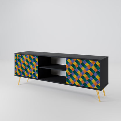 PAINTED SQUARES MIX 2-dörrars TV-bänk i svart finish