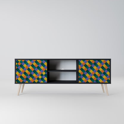 PAINTED SQUARES MIX 2-dörrars TV-bänk i svart finish
