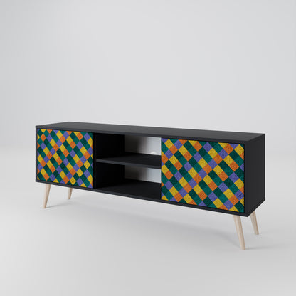 PAINTED SQUARES MIX 2-dörrars TV-bänk i svart finish