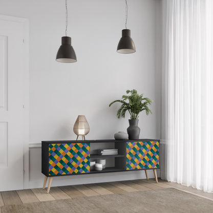 PAINTED SQUARES MIX 2-dörrars TV-bänk i svart finish