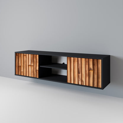 NATURAL WOOD 2-dörrars TV-bänk i svart finish