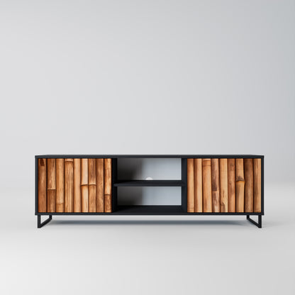 NATURAL WOOD 2-dörrars TV-bänk i svart finish