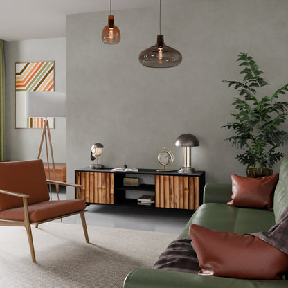 NATURAL WOOD 2-dörrars TV-bänk i svart finish