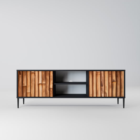 NATURAL WOOD 2-dörrars TV-bänk i svart finish