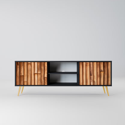 NATURAL WOOD 2-dörrars TV-bänk i svart finish