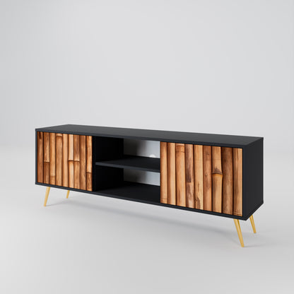 NATURAL WOOD 2-dörrars TV-bänk i svart finish