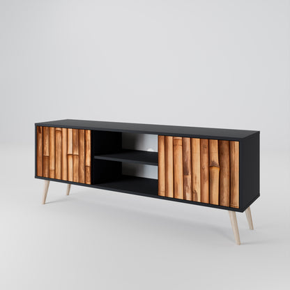 NATURAL WOOD 2-dörrars TV-bänk i svart finish