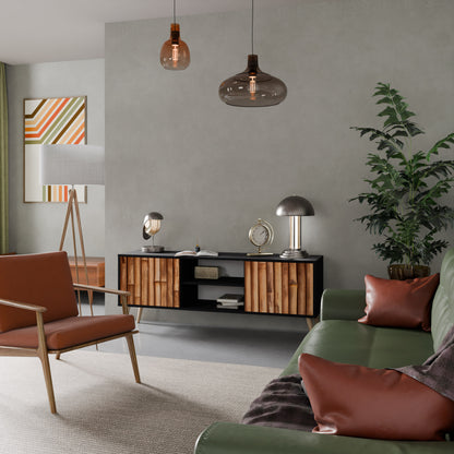 NATURAL WOOD 2-dörrars TV-bänk i svart finish
