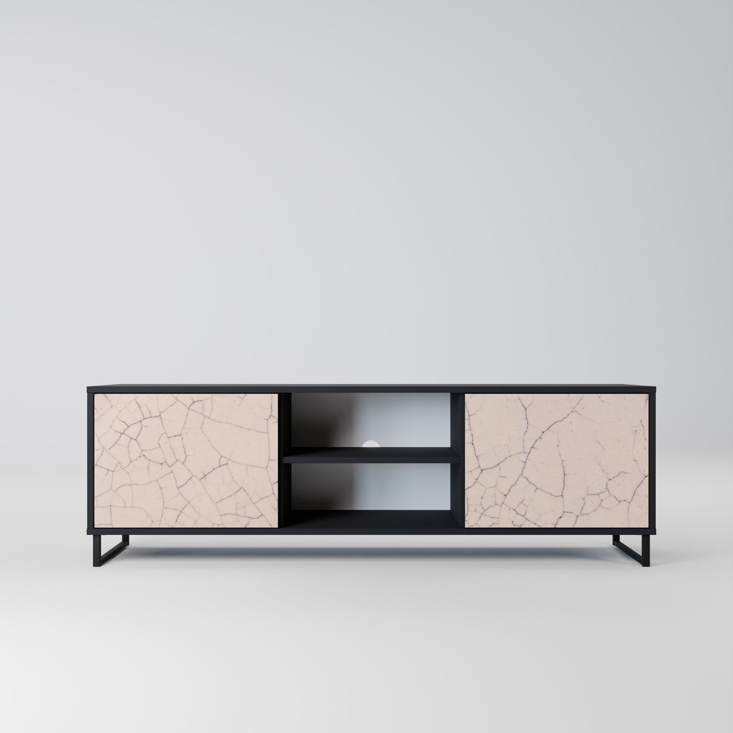 CERAMIC TEXTURE 2-dörrars TV-bänk i svart finish