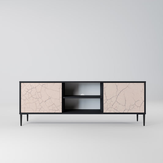 CERAMIC TEXTURE 2-dörrars TV-bänk i svart finish