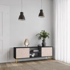 CERAMIC TEXTURE 2-Door TV Stand in Black Finish