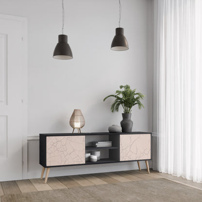 CERAMIC TEXTURE 2-dörrars TV-bänk i svart finish