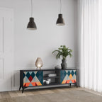 CRACKED ILLUSION 2-Door TV Stand in Black Finish