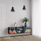 CRACKED ILLUSION 2-Door TV Stand in Black Finish