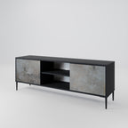 CONCRETE WALL 2-Door TV Stand in Black Finish