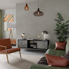 CONCRETE WALL 2-Door TV Stand in Black Finish