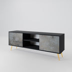 CONCRETE WALL 2-Door TV Stand in Black Finish