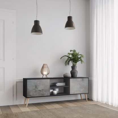 BETONGVÄGG 2-dörrars TV-bänk i svart finish