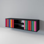 ETHNIC MEXICAN 2-Door TV Stand in Black Finish