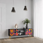 ELECTRIC PATTERNS 2-Door TV Stand in Black Finish