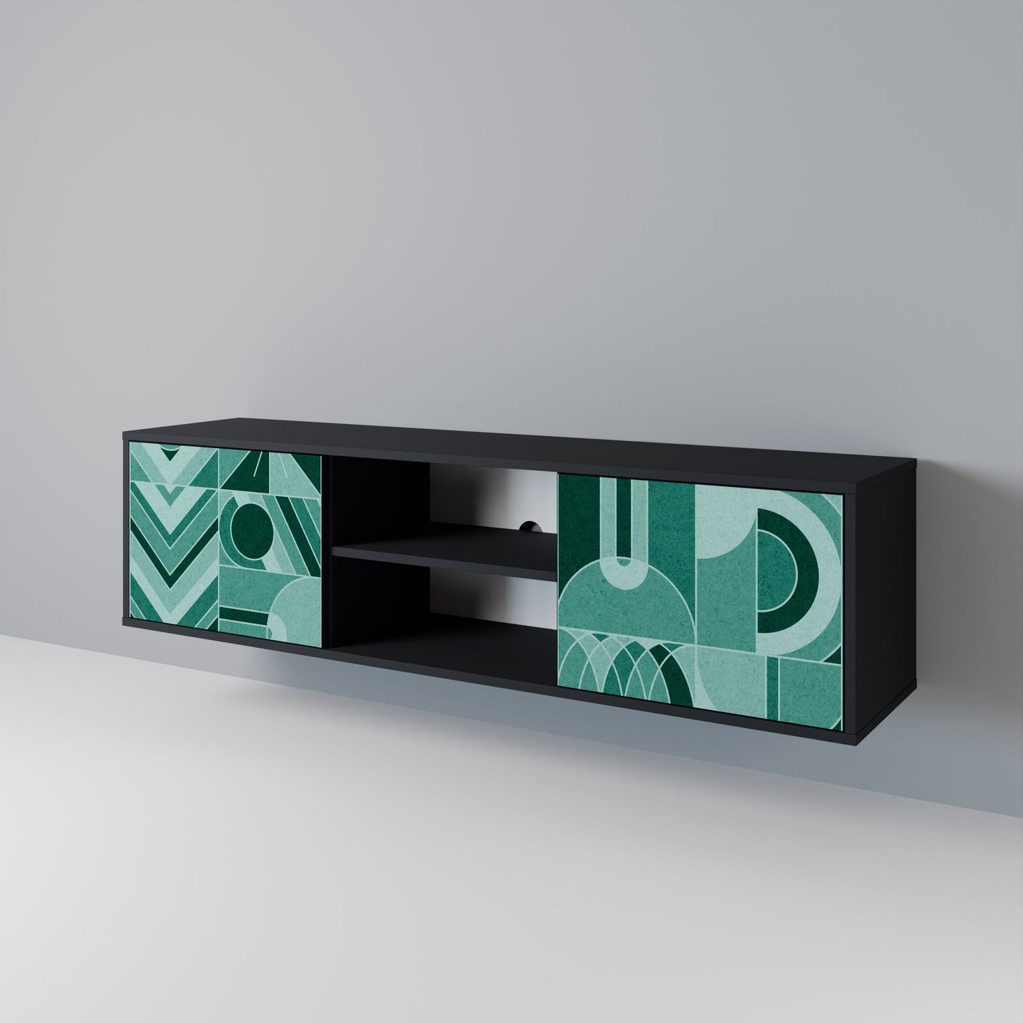 HARMONIC GRID 2-dörrars TV-bänk i svart finish