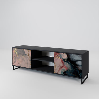 GILDED SWIRLS 2-dörrars TV-bänk i svart finish