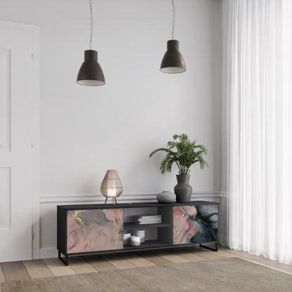GILDED SWIRLS 2-dörrars TV-bänk i svart finish