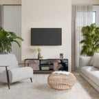 GILDED SWIRLS 2-Door TV Stand in Black Finish