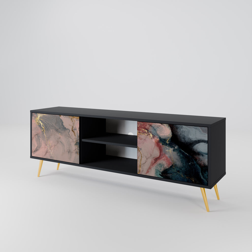 GILDED SWIRLS 2-dörrars TV-bänk i svart finish