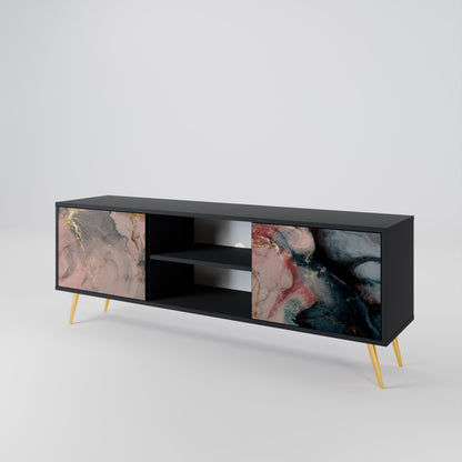 GILDED SWIRLS 2-dörrars TV-bänk i svart finish