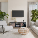 GILDED SWIRLS 2-Door TV Stand in Black Finish