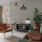 GILDED SWIRLS 2-Door TV Stand in Black Finish